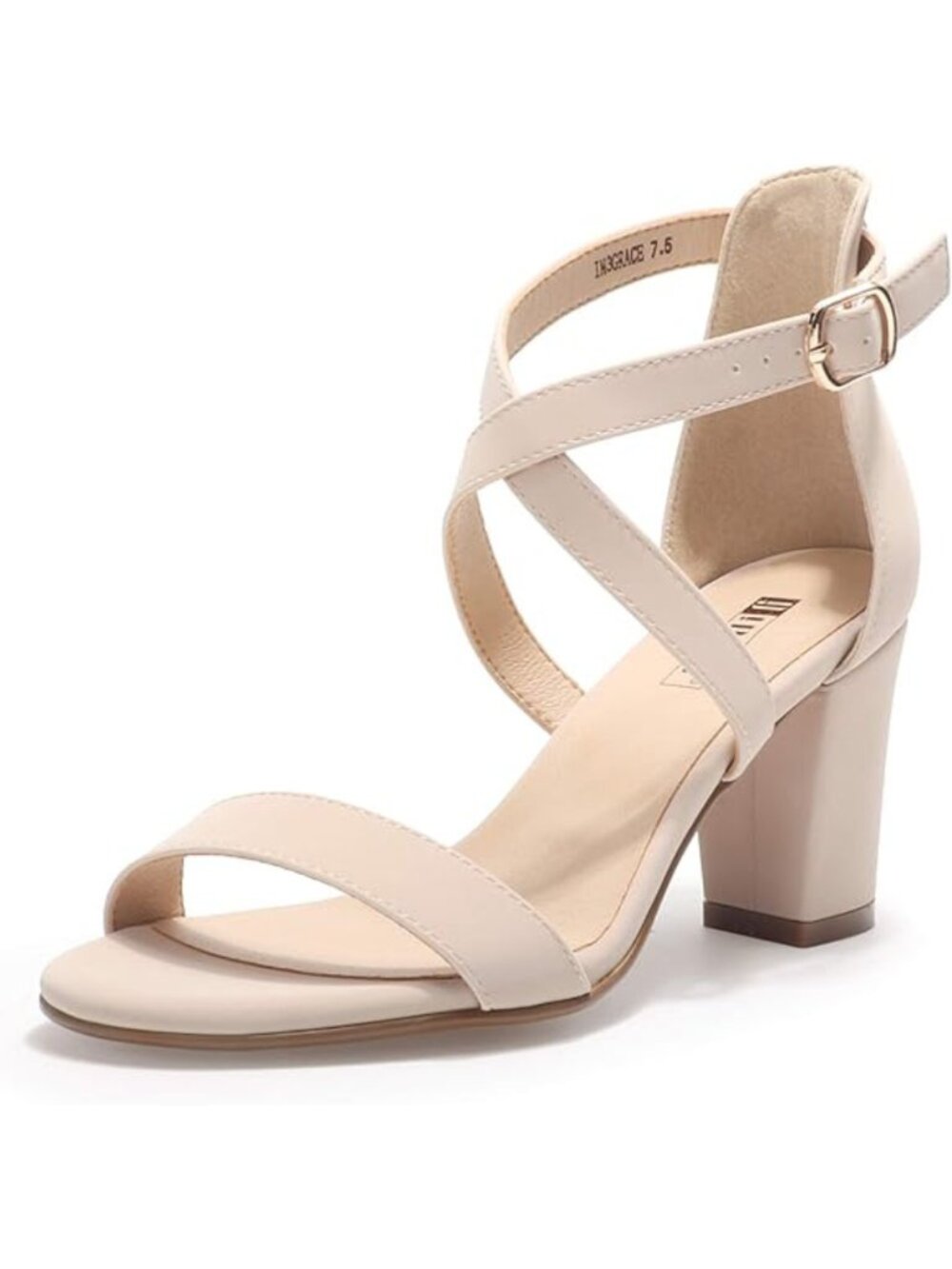 IDIFU Women Strappy Block Heel Sandals Open Toe Chunky Dress Wedding Shoes